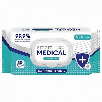 Салфетки влажные Smart medical дезинфицирующие с пластиковым клапаном (50) 1/14 Салфетки влажные Smart medical дезинфицирующие с пластиковым клапаном (50) 1/14