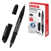 Маркер перманентный черный 0,8/3мм двусторонний наконечники Double BRAUBERG 1/12