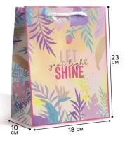 Пакет подарочный бумажный (18х23х10) голография Let your light shine 1/1 Пакет подарочный бумажный (18х23х10) голография Let your light shine 1/1