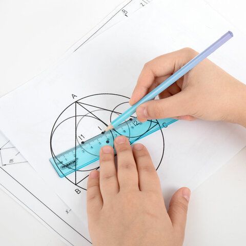 Линейка 20см пластиковая прозрачная тонированная ПИФАГОР 1/30