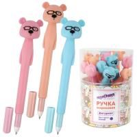 Ручка фигурная МИШКА мягкий корпус 0,35мм, синяя