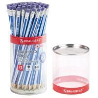 Карандаш ч/гр HB с ластиком дерево корпус синий GX-100 BRAUBERG 1/72