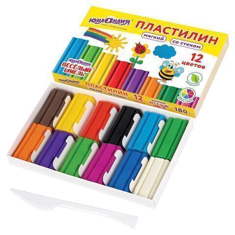Пластилин 12цв 180г мягкий со стеком ЮНЛАНДИЯ Веселый шмель 1/32 Пластилин 12цв 180г мягкий со стеком ЮНЛАНДИЯ Веселый шмель 1/32