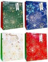 НГ Пакет подарочный бумажный (26х32х12) люкс Яркие снежинки 1/12 НГ Пакет подарочный бумажный (26х32х12) люкс Яркие снежинки 1/12