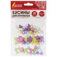 Бусины СЕРДЦА/ЗВЁЗДЫ/ШАРЫ 10-13мм 6цв пастель ОС