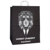 Пакет подарочный бумажный (22х25х12) крафт Самому сильному 1/250