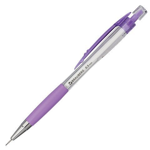 Карандаш ч/гр НВ механический 0,5мм резиновый грип, корпус ассорти BRAUBERG Elegant 1/12 Карандаш ч/гр НВ механический 0,5мм резиновый грип, корпус ассорти BRAUBERG Elegant 1/12