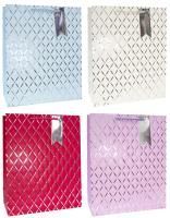 Пакет подарочный бумажный (18х23х10) металлиз серебряным тиснением Сеточка ромбы 1/12 Пакет подарочный бумажный (18х23х10) металлиз серебряным тиснением Сеточка ромбы 1/12