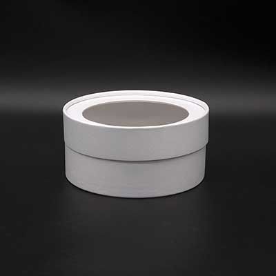 Коробка шайба с прозр. крышкой 18х7,5см белый матовый Коробка шайба с прозр. крышкой 18х7,5см белый матовый