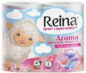 Туалетная бумага евро 2сл белая 4штх18м Reina Aroma Цветочная Свежесть 1/12 Туалетная бумага евро 2сл белая 4штх18м Reina Aroma Цветочная Свежесть 1/12