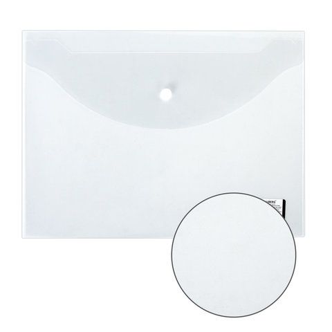 Папка-конверт с кнопкой BRAUBERG, А4, до 100 л, прозрачная, 0,15мм 1/15/90 Папка-конверт с кнопкой BRAUBERG, А4, до 100 л, прозрачная, 0,15мм 1/15/90