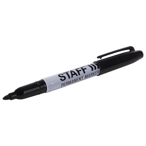 Маркер перманентный черный 2мм эргон.корпус, круглый наконечник STAFF 1/12