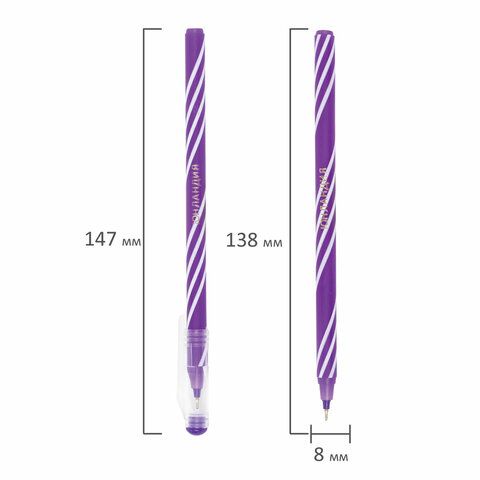 Ручка шариковая масляная синяя 0,3мм иголчатый узел 0,6мм корп ассорти ЮНЛАНДИЯ Candy 1/75/3000