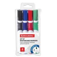 Маркер для доски НАБОР 4шт 5мм круглый наконечник BRAUBERG SOFT 1/12/144