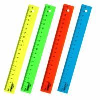 Линейка 20см пластиковая неоновая ассорти ПИФАГОР 1/30