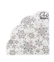 НГ Салфетки 3-сл d 32 см  Rondo Серебряные снежинки на белом (12) 1/15 НГ Салфетки 3-сл d 32 см  Rondo Серебряные снежинки на белом (12) 1/15