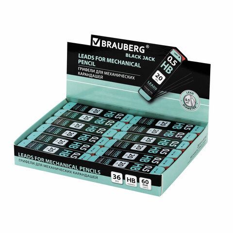 Грифель запасной 20шт НВ 0,5мм Black Jack BRAUBERG 1/36/1440 Грифель запасной 20шт НВ 0,5мм Black Jack BRAUBERG 1/36/1440