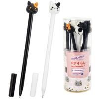 Ручка с топпером шариковая ЮНЛАНДИЯ Кошка корпус ассорти СИНЯЯ узел 0,7мм 1/12