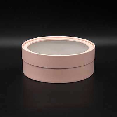 Коробка шайба с прозр. крышкой 21х7,5см розовый французский матовый Коробка шайба с прозр. крышкой 21х7,5см розовый французский матовый