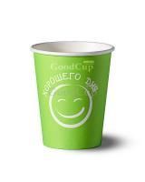 Стакан бумажный для горячего 350мл d-90 Хорошего дня салатовый 50/1000 Стакан бумажный для горячего 350мл d-90 Хорошего дня салатовый 50/1000