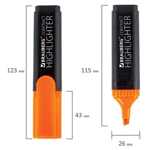 Текстмаркер оранжевый 1-5мм скошенный наконечник BRAUBERG CONTRACT 1/10 Текстмаркер оранжевый 1-5мм скошенный наконечник BRAUBERG CONTRACT 1/10