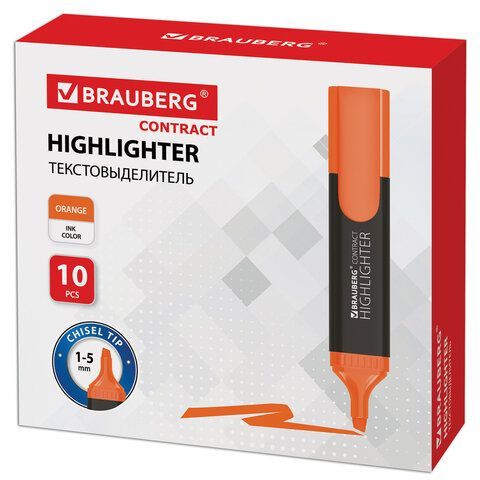 Текстмаркер оранжевый 1-5мм скошенный наконечник BRAUBERG CONTRACT 1/10 Текстмаркер оранжевый 1-5мм скошенный наконечник BRAUBERG CONTRACT 1/10