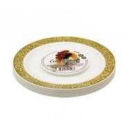 Тарелка пластиковая d-190 Compliment белая с золотой ажурной каймой (6шт) 1/20 Тарелка пластиковая d-190 Compliment белая с золотой ажурной каймой (6шт) 1/20